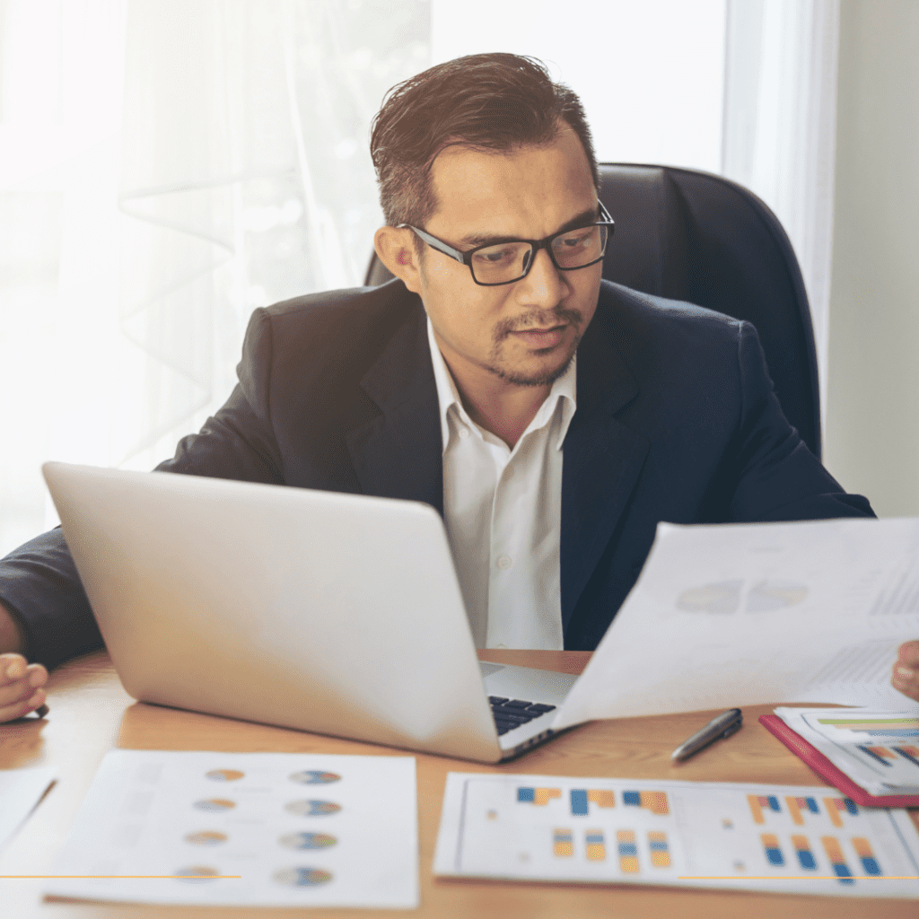 middle age man busy working