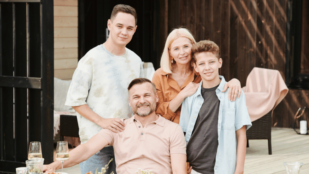 a family of four group picture